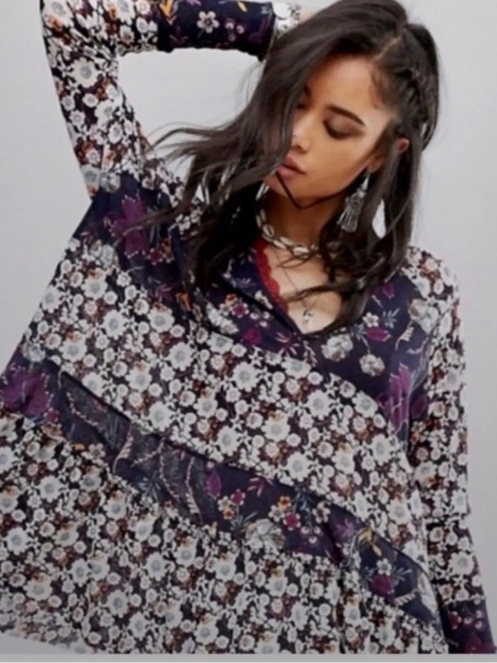 NWOT  Free People Isabella Floral Tunic